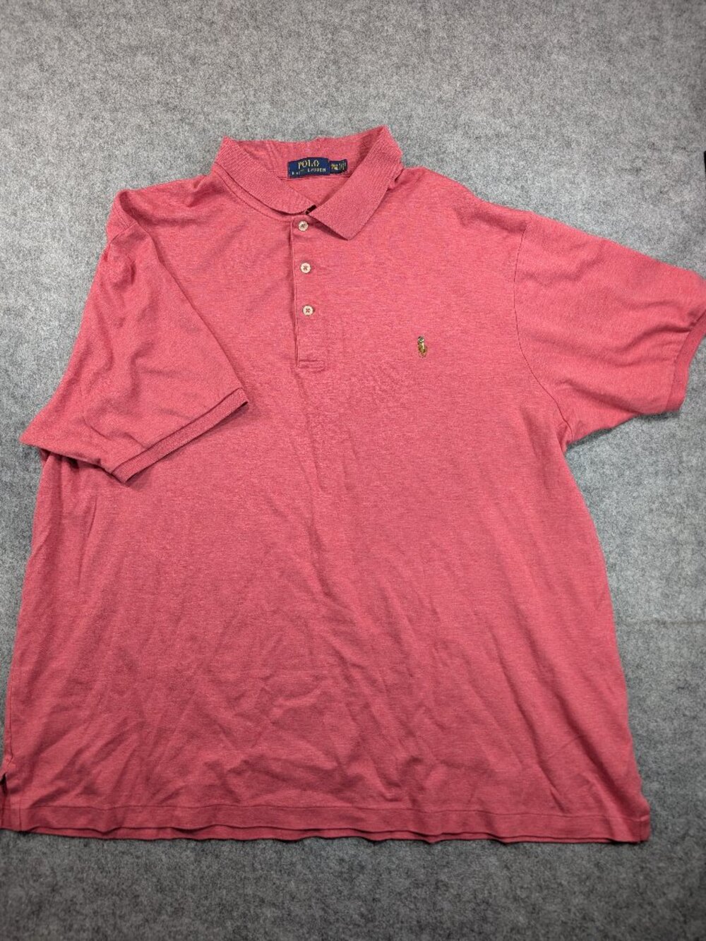 Polo Ralph Lauren Mens 2XLT Big & Tall Polo Shirt Heather Pink Red Short Sleeve